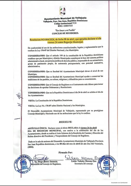 Ayuntamiento de Vallejuelo declara Día de Regocijo Municipal el 24 de abril